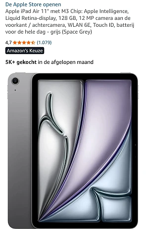 Apple iPad Air 11" met M3 Chip 128 GB wifi