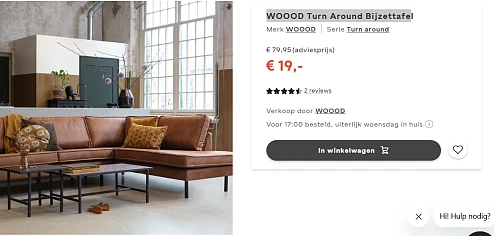 19€ voor een bijzet tafel van Wood
