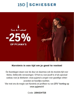 Schiesser: 25% korting op pyjama's