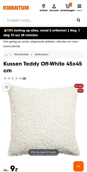 Kussens met hoge korting bij Kwantum