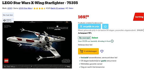 LEGO Star Wars X-Wing Starfighter goedkoopst bij Bol