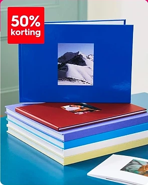 50% korting op basis fotoboeken bij Hema