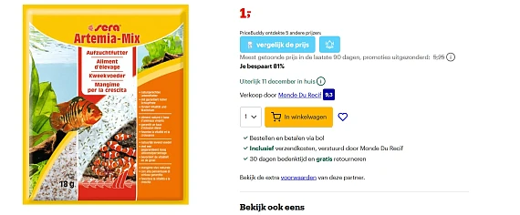 81% korting op kweekvoeder voor aquariumdieren in zoet- en zeewater.