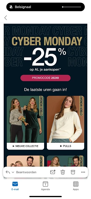 -25 % op alle aankopen bij Damart