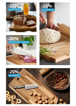 20% korting op de messen en snijplanken bij Ikea