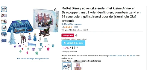 -62% korting op deze Adventskalender van Frozen