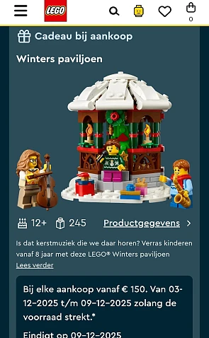 Winters paviljoen gratis bij aankoop van €150 bij Lego