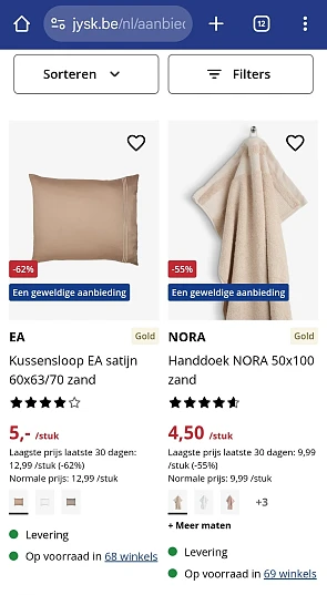 Jysk aanbiedingen tot wel 62%