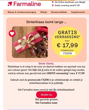 Farmaline; gratis verrassing t.w.v. € 17,99