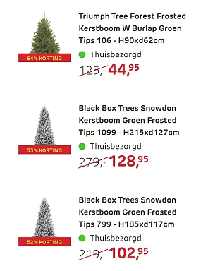 Kunstkerstbomen bij Brico tot 64% korting