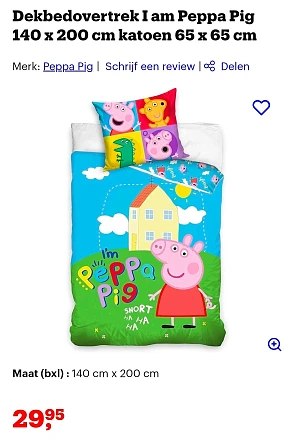 Dekbedovertrek Peppa Pig 140 x 200 cm