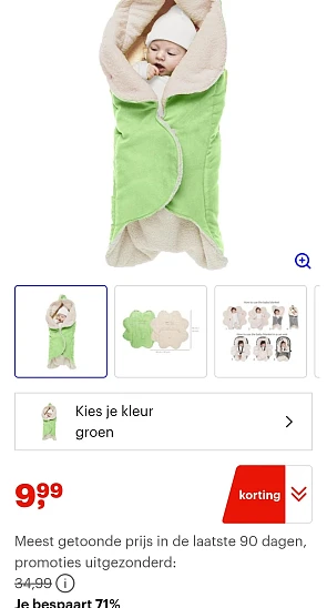 Wallaboo groen wikkeldeken Nore -71%