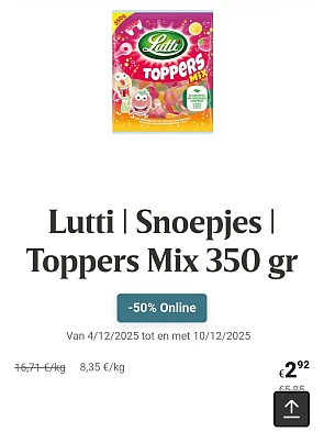 Lutti toppers mix 350gr -50%
