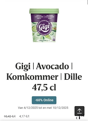Gigi avocado komkommer dille 47,5 cl -60%