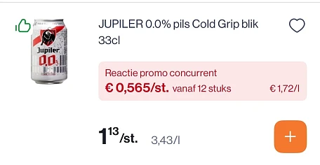 Jupiler 0,0% cold grip blik 33 cl -50%