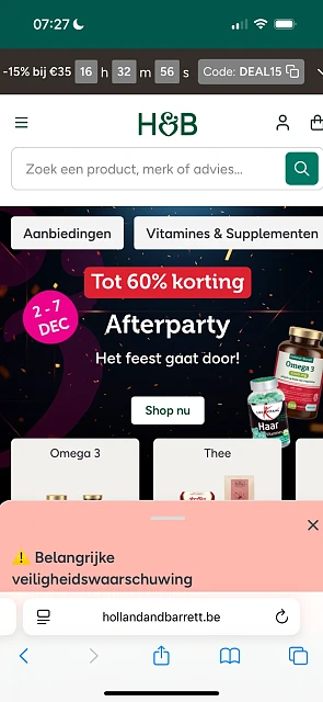 -15% bij holland en Barret