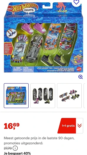 Hot Wheels vingerskateboardset -40%