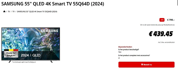 SAMSUNG 55" QLED 4K Smart TV 55Q64D (2024)