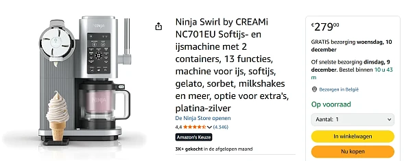 Ninja Swirl by CREAMi NC701EU Softijs- en ijsmachine met 2 containers
