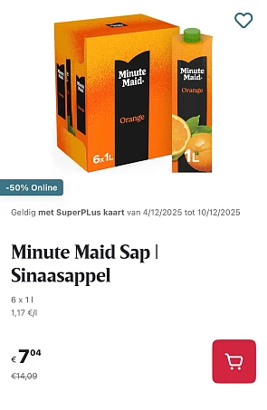 Minute Maid sinaasappelsap -50% online promo bij Delhaize