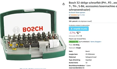 Bosch 32-delige schroefbit voor 6.70€