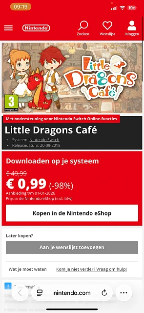 Nintendo: Little Dragons Café - 0,99 euro.