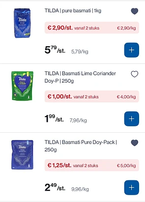 Tilda Basmati rijst -50% bij Collect en go