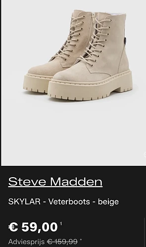 Steve Madden boots aan 59€