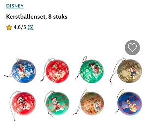 DISNEY Kerstballenset 8 stuks -40%