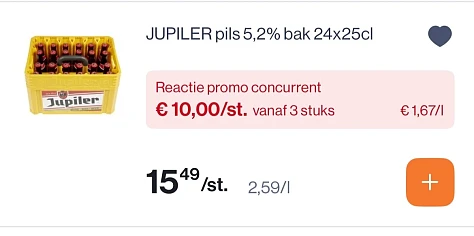 Jupiler Bak 24x25 cl 30€ voor 3 bakken