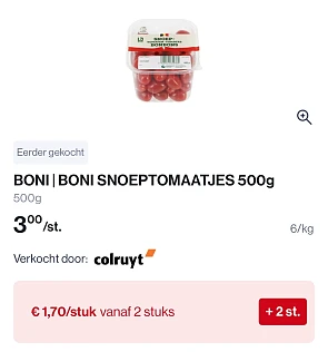 Boni snoeptomaatjes 500 gram goedkoper