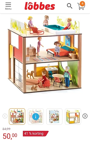 Houten poppenhuis incl. meubels -41%