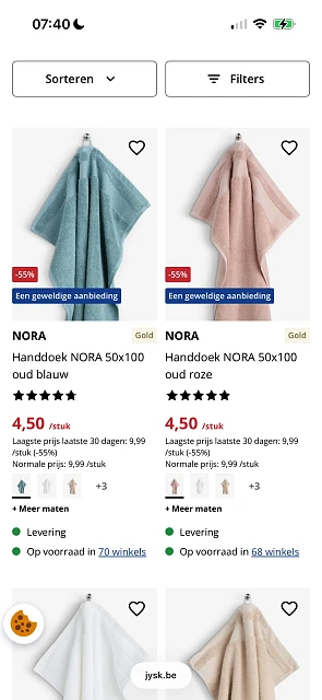 Op alle handdoeken -55% bij Jysk