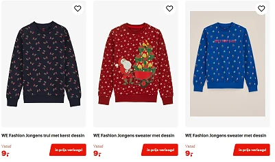 WE Fashion kersttruien tussen 9 en 11 euro bij bol