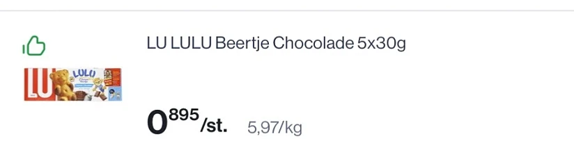 Lu - Lulu beertje chocolade 5x30 gram voor 0,89€ ipv 2,59€