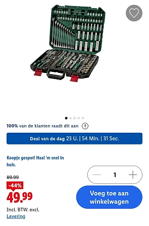 Gereedschapskoffer, 216-delig -44%