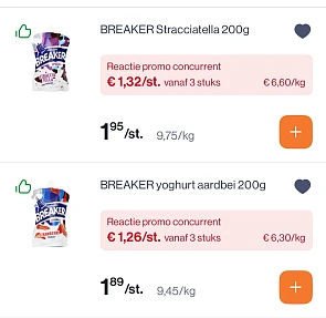 Breaker yoghurt aardbei en stracciatella 200 gram goedkoper