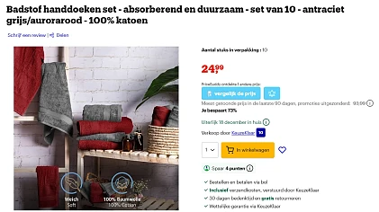 10 stuks handdoekenset nu met 70% korting