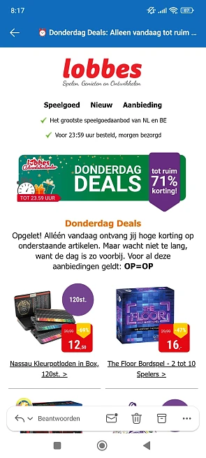 Donderdagdeal bij Lobbes: tot -71%