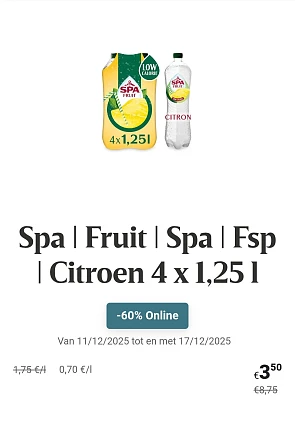 Spa fruit cittoen 4x1,25L -60%