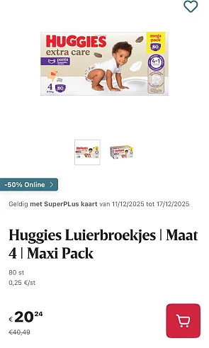 Huggies luierbroekjes maxi pack -50% bij Delhaize.be