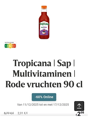 Tropicana multivitaminen rode vruchten -60%