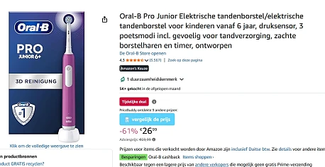 61% korting op Oral-B Pro Junior Elektrische tandenborstel