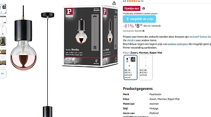 -81% korting hanglamp Paulmann nu voor slechts 8.10€