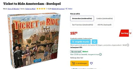 Populair bordspel Ticket to Ride met korting