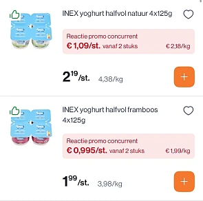 Inex yoghurt in promo in combinatie met wowi coupon