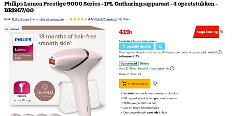 IPL Ontharingsapparaat - korting + cashback