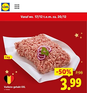 Lidl varkensgehakt XXL €3,99/kg in Lidl