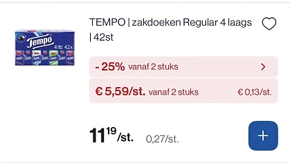 Tempo zakdoeken 42 pakjes -50%