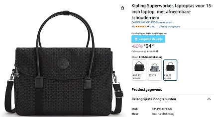 Kipling SUPERWORKER Laptoptas goedkoopst bij Amazon BE